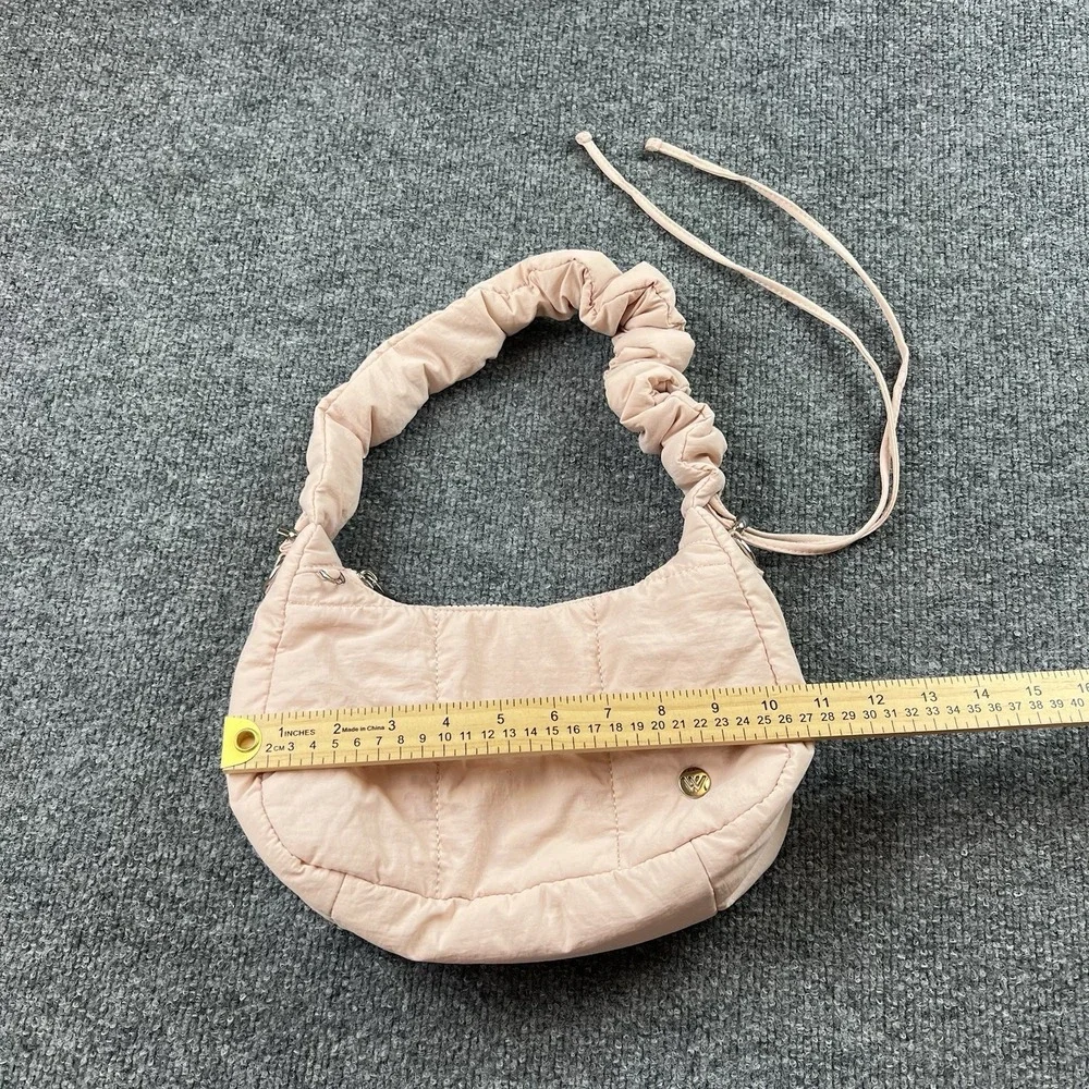 Westbronco Blush Pink Quilted‎ Mini Hobo Bag Scrunch Handle Adjustable Strap